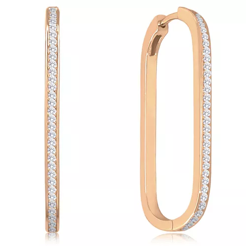 MINET Rose gold stříbrné náušnice v italském stylu s bílými zirkony