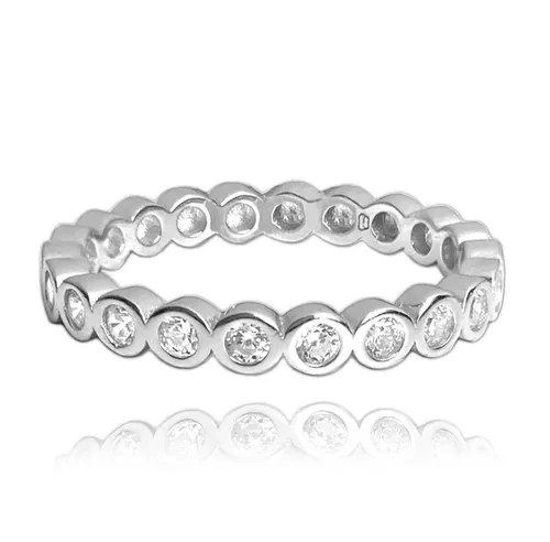 MINET Kuličkový stříbrný prsten s bílými zirkony