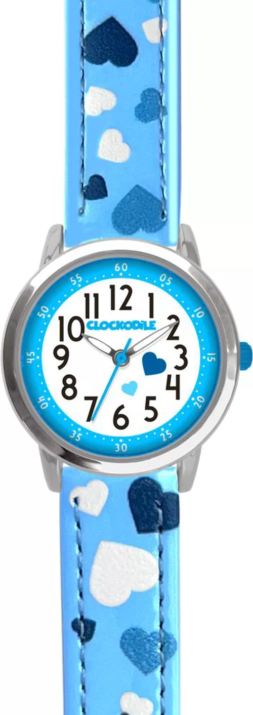 CLOCKODILE Modré dívčí dětské hodinky SRDÍČKA
