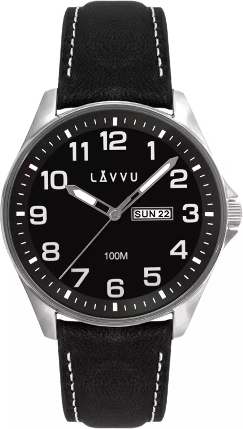 Ocelové pánské hodinky LAVVU LWM0145 BERGEN Black / Top Grain Leather