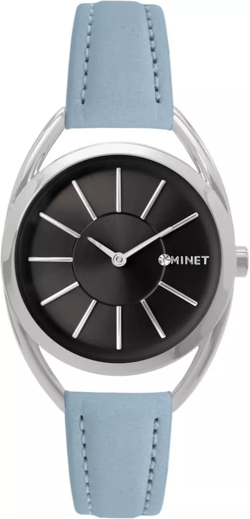 MINET Stříbrné dámské hodinky ICON BLUE NOBUCK s koženým řemínkem MWL5097