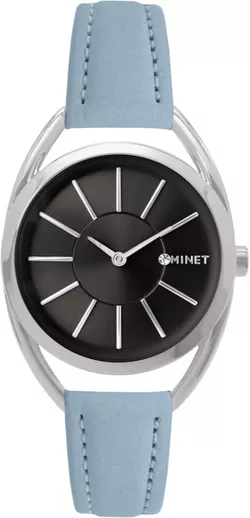 MINET Stříbrné dámské hodinky ICON BLUE NOBUCK s koženým řemínkem MWL5097