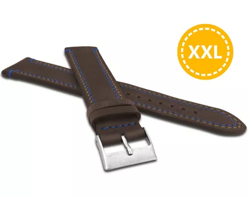 Dvojitě prošitý tmavě hnědý řemínek LAVVU SPORT z luxusní kůže Top Grain - 24 XXL