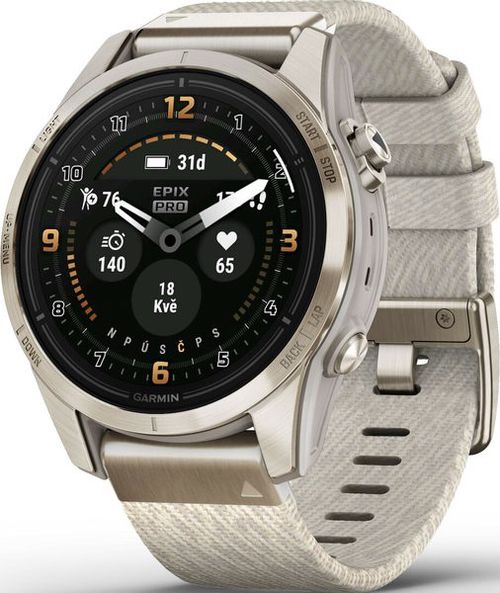 Garmin Epix™ Pro (Gen 2) Sapphire Edition Soft Gold / Cream Heathered Nylon Band - 010-02802-20