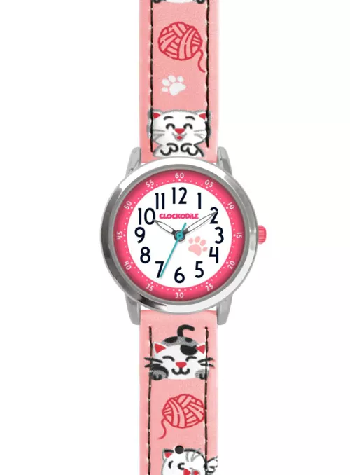 CLOCKODILE Růžové dívčí dětské hodinky KOČKY CWG5141