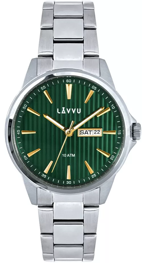 LAVVU Stylové pánské hodinky TRONES Green & Gold 100M
