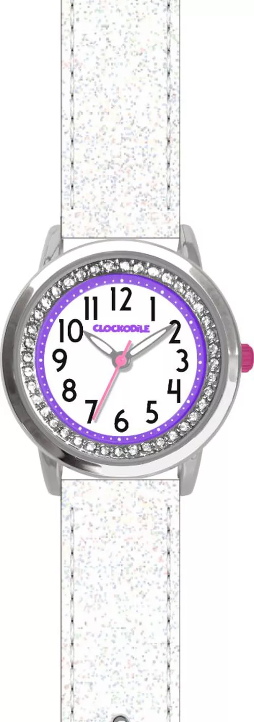 CLOCKODILE CWG5121 Bílé třpytivé dívčí dětské hodinky s kamínky SPARKLE