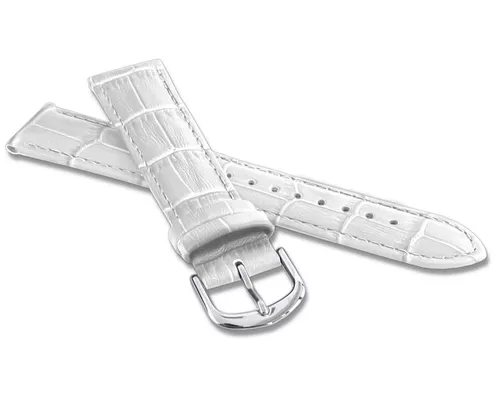 LAVVU Bílý prošitý řemínek CROCO z luxusní kuže Top Grain - 20