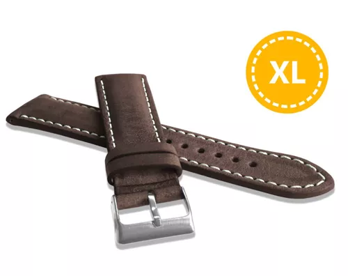 Prodloužený přírodně barevný tmavě hnědý řemínek LAVVU NATURE z luxusní kůže Top Grain - 24 XXL