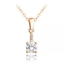 MINET Rose gold elegantní stříbrný náhrdelník s bílým zirkonem