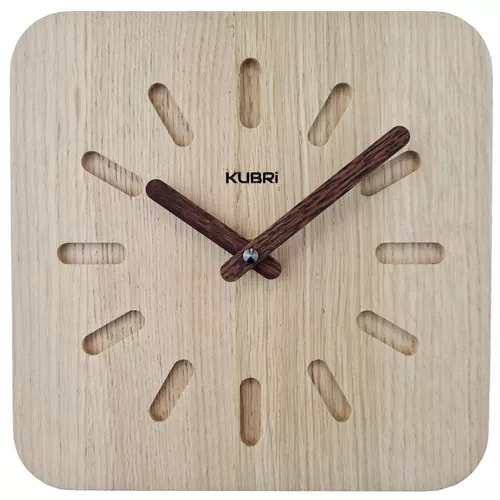 KUBRi 0152 - 30 cm hodiny z dubového masívu včetně dřevěných ručiček