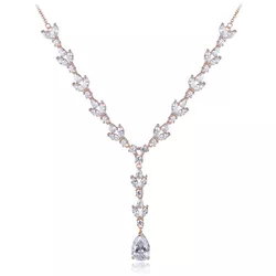 MINET Luxusní rose gold stříbrný náhrdelník se zirkony Ag 925/1000 16,35g
