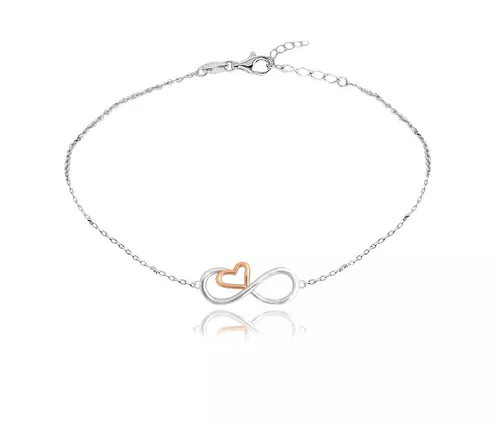 MINET Rose gold stříbrný řetízek na kotník FOREVER LOVE