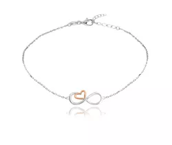 MINET Rose gold stříbrný řetízek na kotník FOREVER LOVE