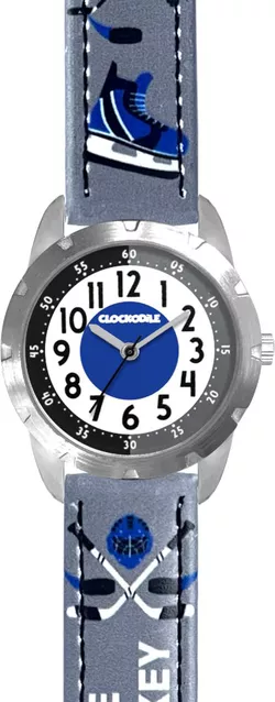 CLOCKODILE Svítící šedé chlapecké hodinky HOKEJ