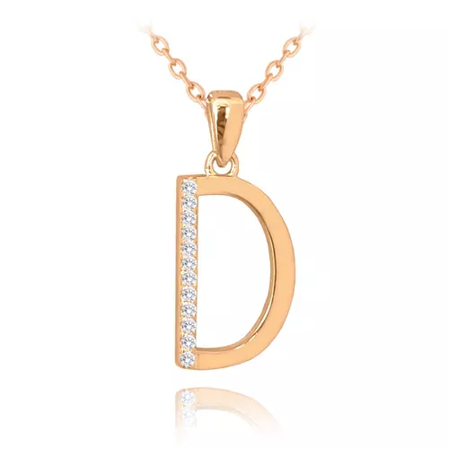 MINET Rose gold decentní stříbrný náhrdelník s bílými zirkony
