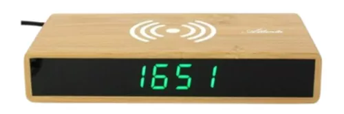 Atlanta 2603 - Digitální budík se zeleným LED displejem a bezdrátovým nabíjením pro telefon