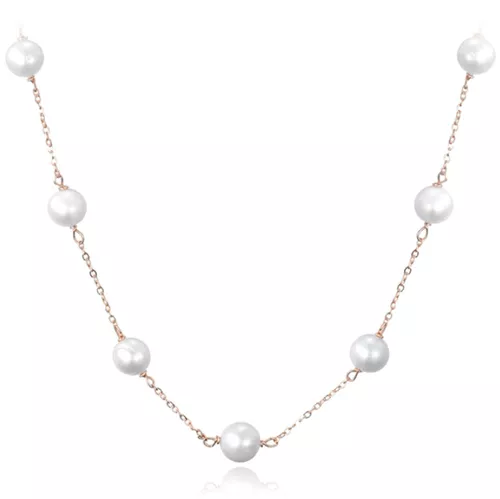MINET Rose gold stříbrný náhrdelník s přírodními perlami Ag 925/1000 12,15g