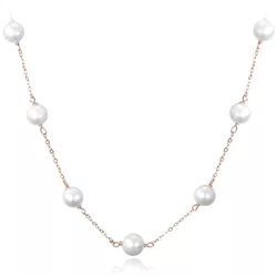 MINET Rose gold stříbrný náhrdelník s přírodními perlami Ag 925/1000 12,15g