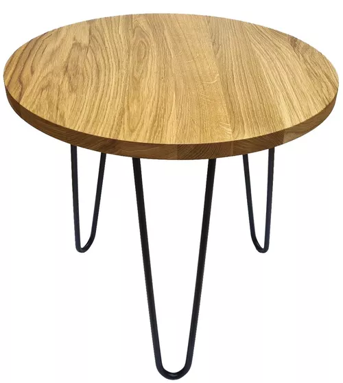 KUBRi 0502 - 60 cm dubový konferneční stolek s kovovými nohami