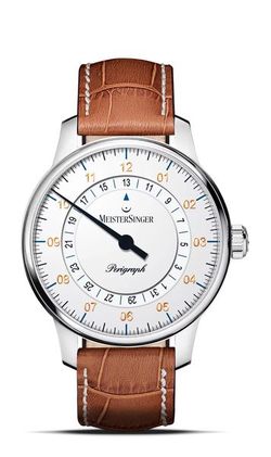 MeisterSinger Perigraph 38mm BM1101G - Kožený řemínek z hovězí kůže barvy cognac