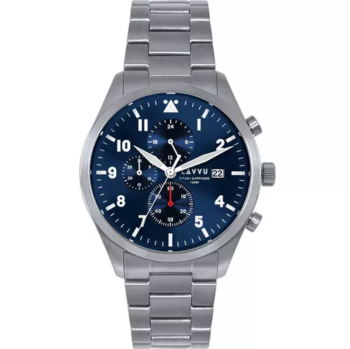 LAVVU Pánské titanové hodinky PILOT Chronograph Deep Blue 100M Sapphire