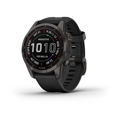 Garmin Fenix 7S Sapphire Solar Titan Carbon Gray/ Black Silicone Band - 010-02539-25