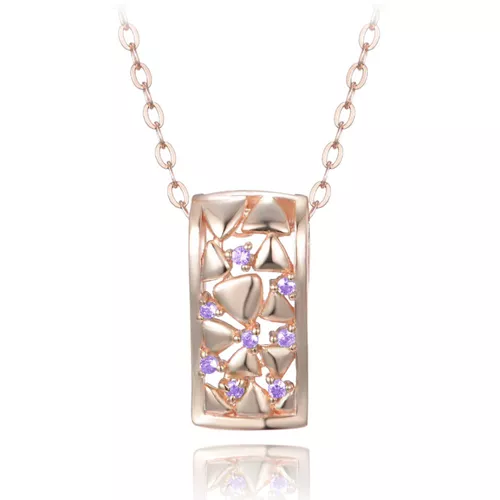 MINET Rose gold stříbrný náhrdelník se zirkony
