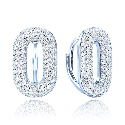 MINET Luxusní stříbrné náušnice s bílými zirkony