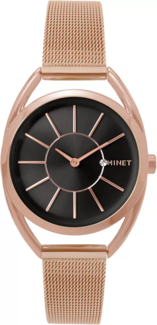 Růžovo-černé dámské hodinky MINET ICON ROSE GOLD BLACK MESH MWL5018