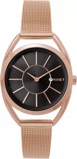 Růžovo-černé dámské hodinky MINET ICON ROSE GOLD BLACK MESH MWL5018