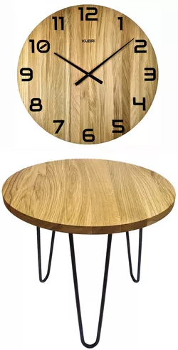 KUBRi 0601 - 60 cm dubový stolek a nástěnné hodiny