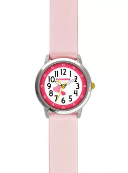 CLOCKODILE Růžové dívčí dětské hodinky se srdíčky a světle růžovým silikonovým řemínkem