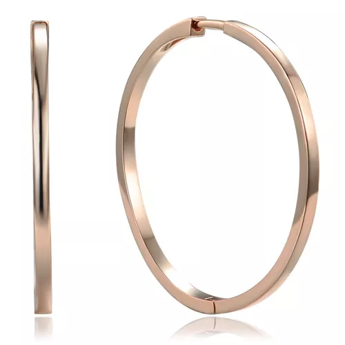 MINET Rose gold stříbrné náušnice hranaté kruhy 4 cm