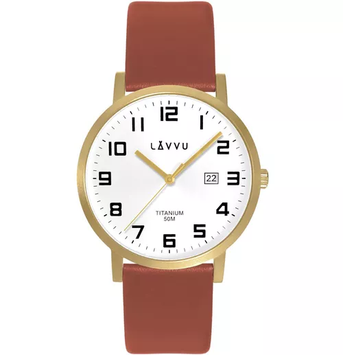LAVVU LWM0212 Extrémně lehké titanové hodinky TITANIUM LYNGDAL Gold