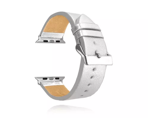 Stříbrný kožený řemínek MINET Top Grain pro APPLE WATCH 38-40 mm MSXAZS1