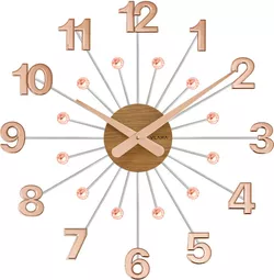 VLAHA VCT1086 - Dřevěné Rosegold hodiny s kameny DESIGN vyrobené v Čechách
