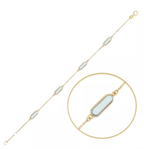 MINET Elegantní zlatý náramek se světle modrými zirkony Au 585/1000 1,90g