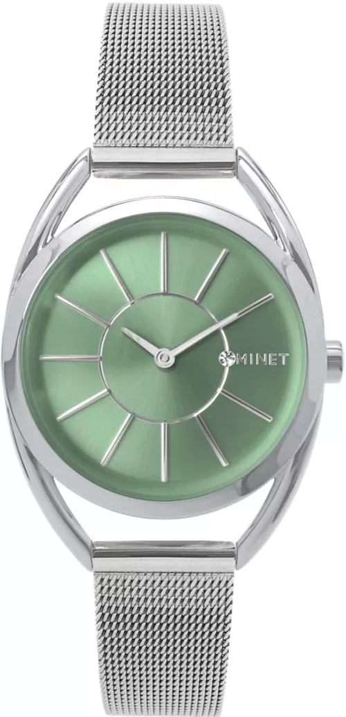 MINET Stříbrné dámské hodinky ICON GREEN MESH
