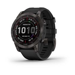 Garmin Fenix 7 Sapphire Solar Titan Carbon Gray/ Black Silicone Band - 010-02540-21